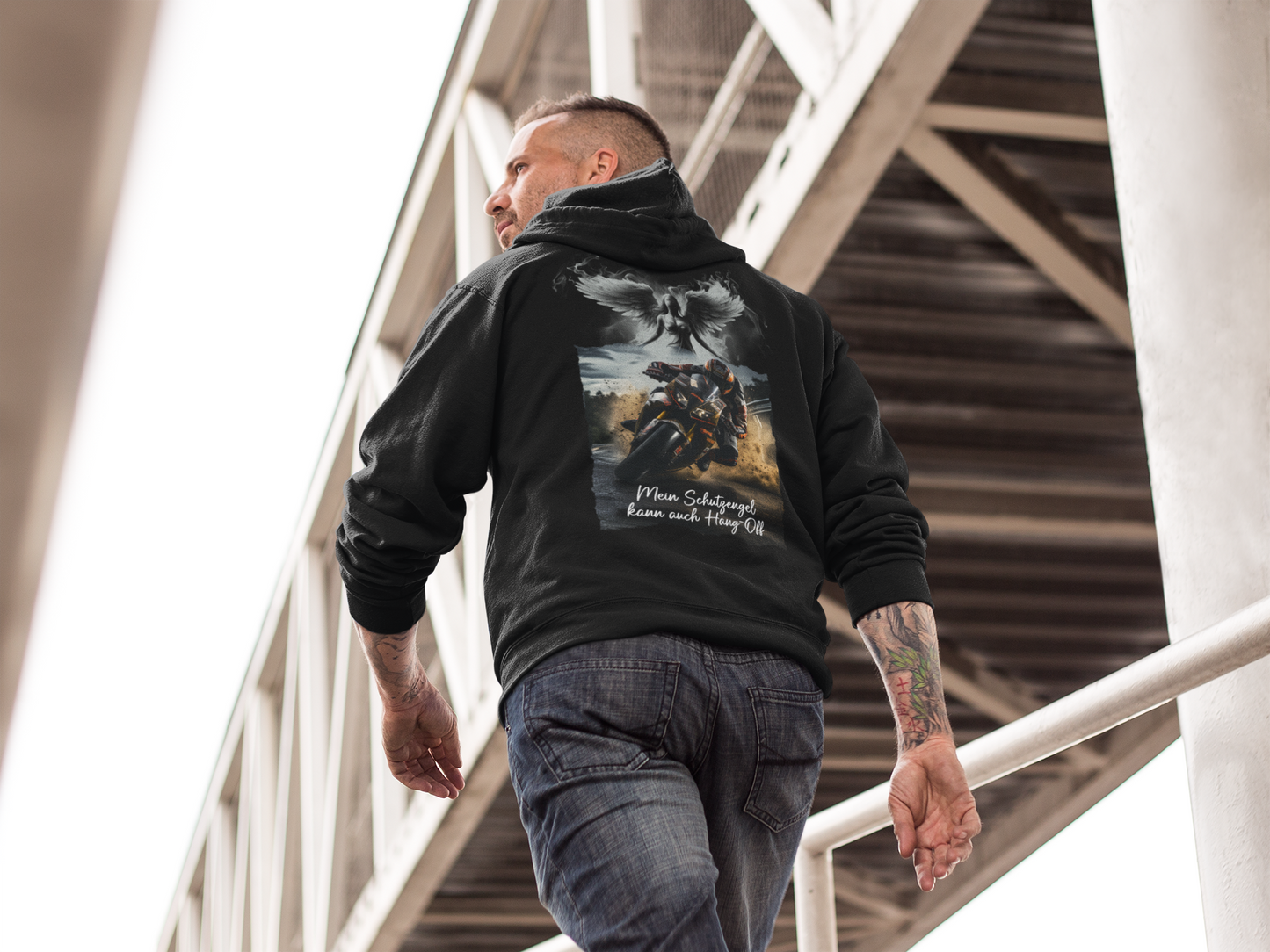 Mein Schutzengel kann auch Hang Off - Premium Hoodie Unisex