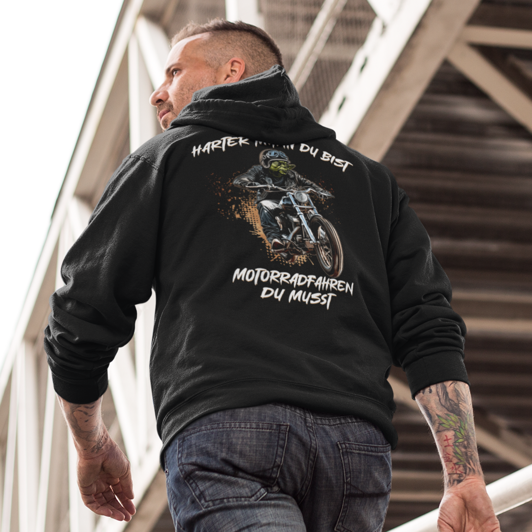 Harter Mann Du bist - Motorradfahren Du musst - Zipper Hoodie