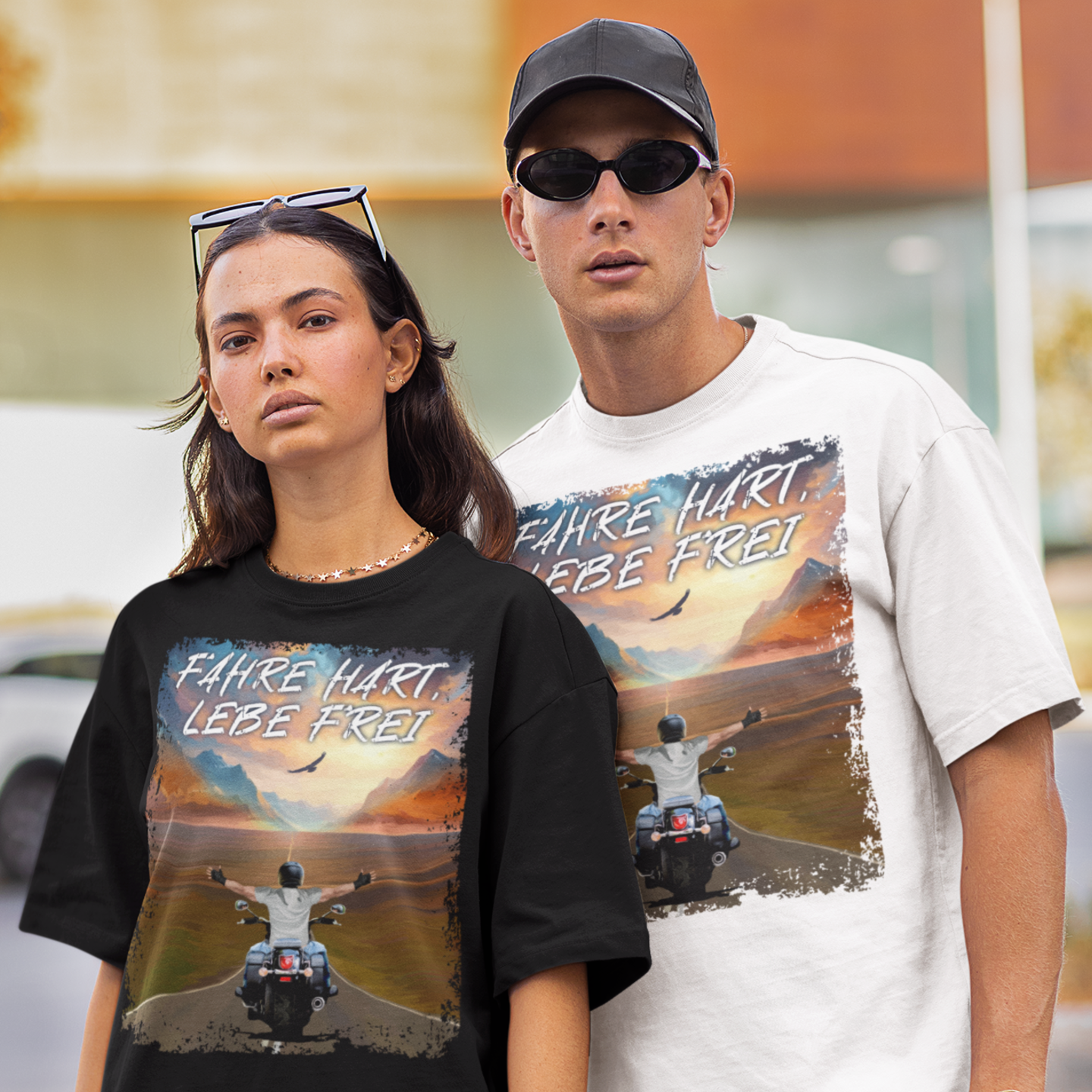 FAHRE HART, LEBE FREI - Premium OS T-Shirt Unisex