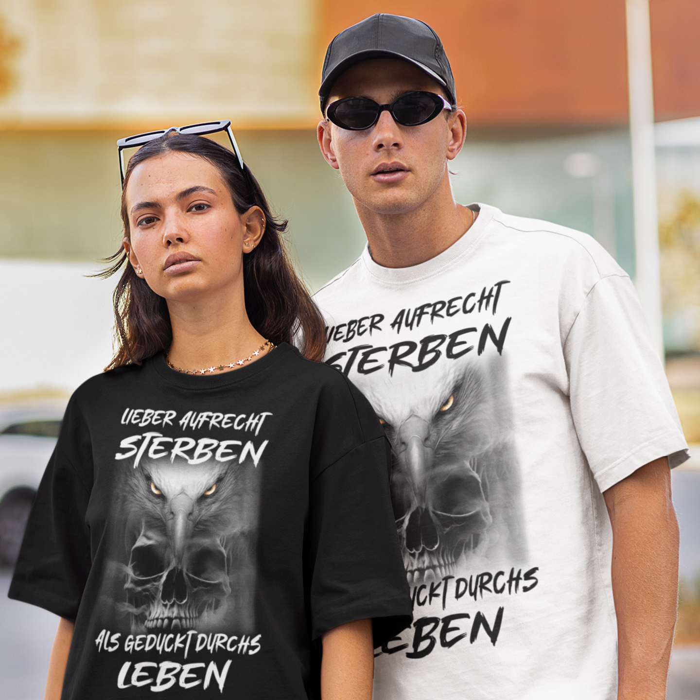LIEBER AUFRECHT STERBEN ALS GEDUCKT DURCHS LEBEN - Premium OS T-Shirt Unisex