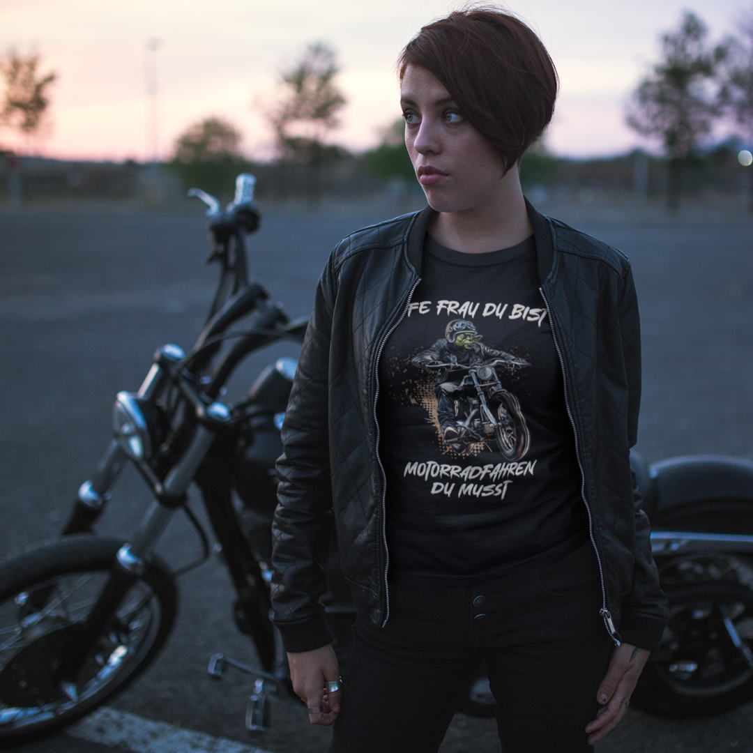Taffe Frau Du bist - Motorradfahren Du musst - Premium T-Shirt Damen