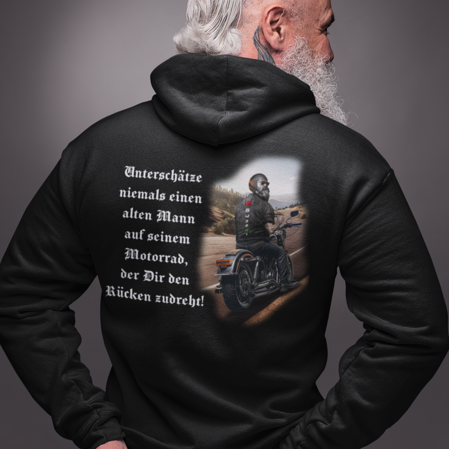 Unterschätze niemals einen alten Mann auf seinem Motorrad - OS Zipper Hoodie Unisex