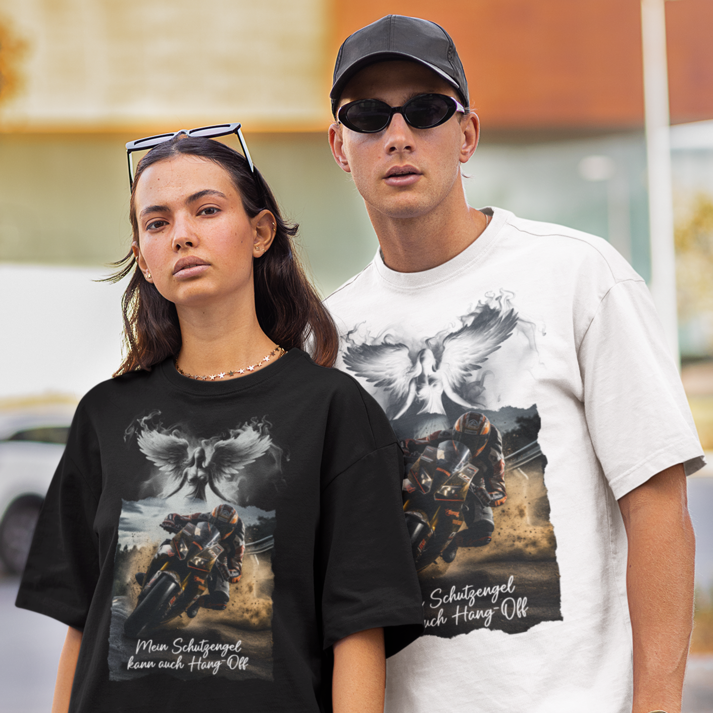 Mein Schutzengel kann auch Hang Off - Premium OS T-Shirt Unisex
