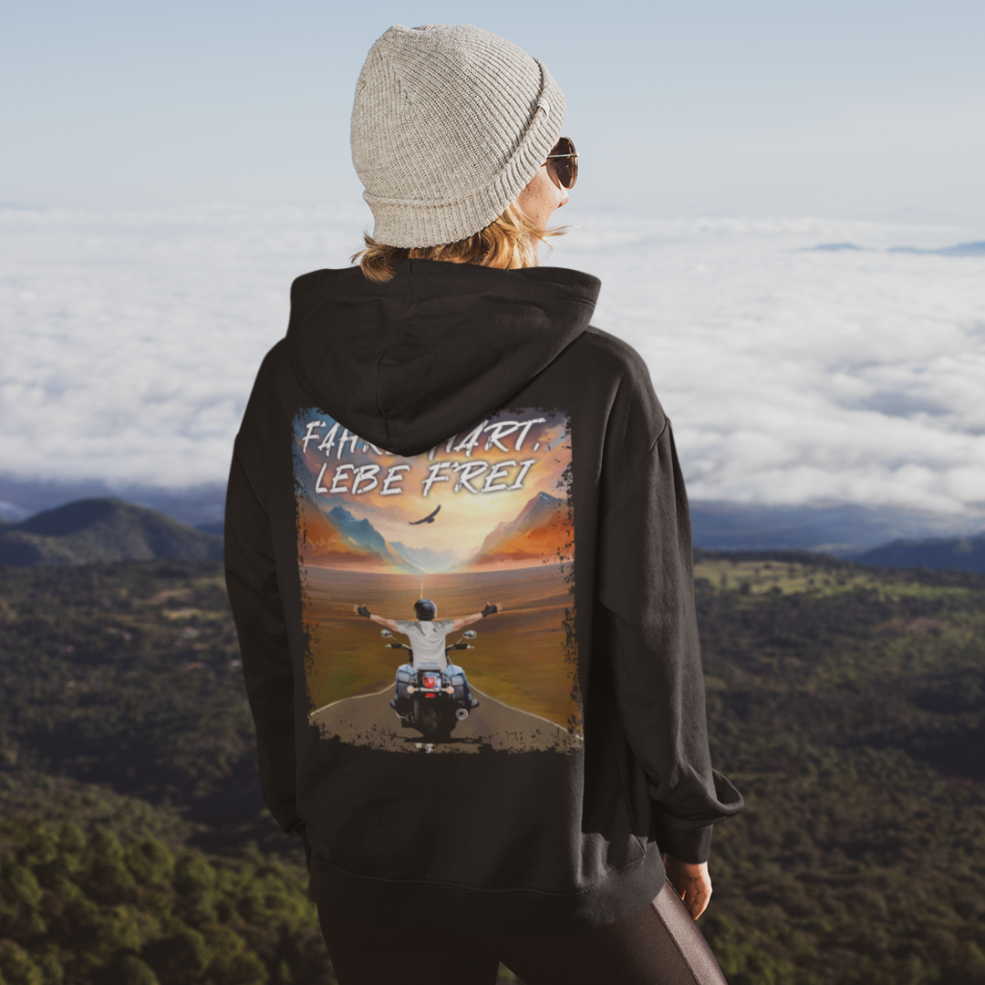FAHRE HART, LEBE FREI - Premium Hoodie Unisex