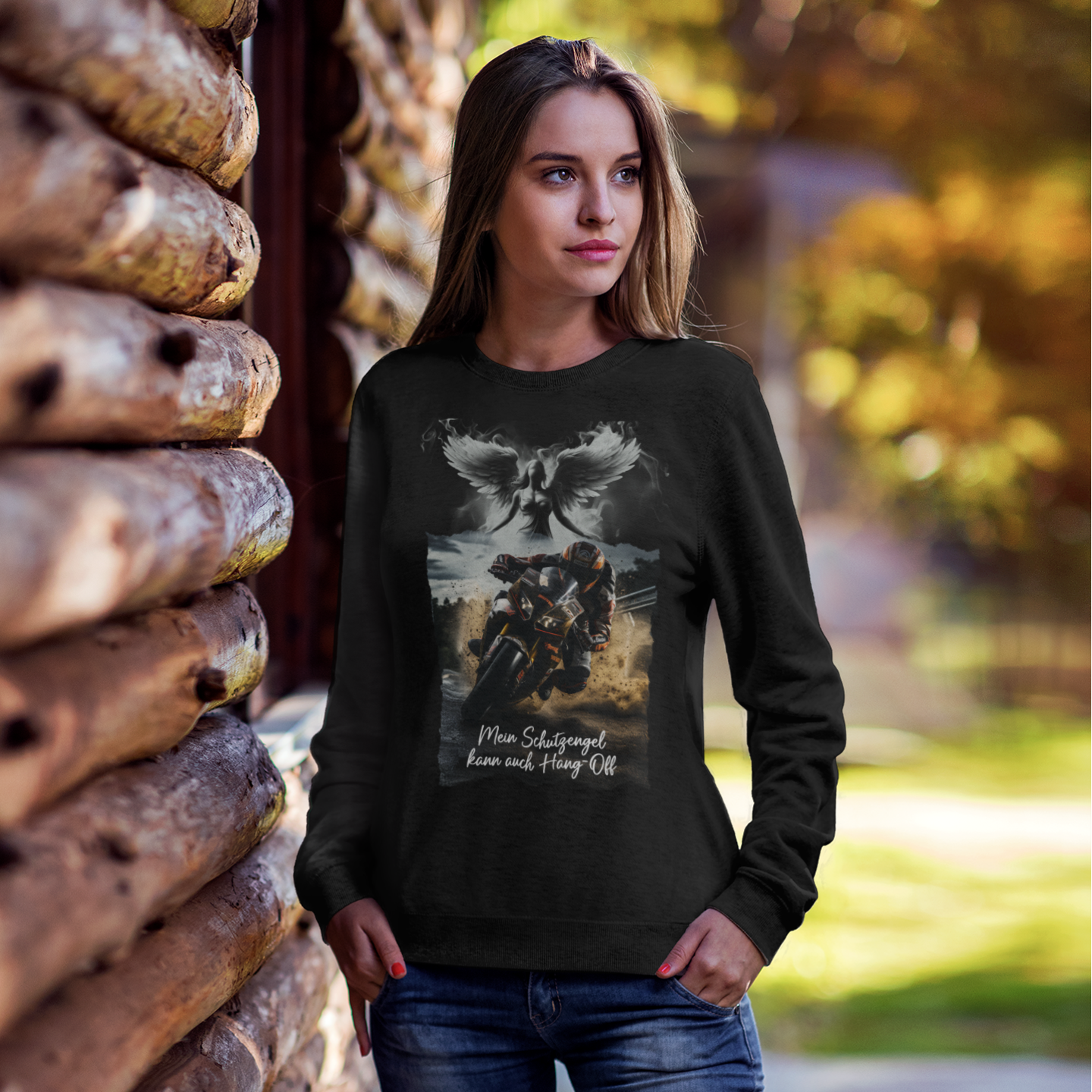 Mein Schutzengel kann auch Hang Off - Premium Sweatshirt Unisex
