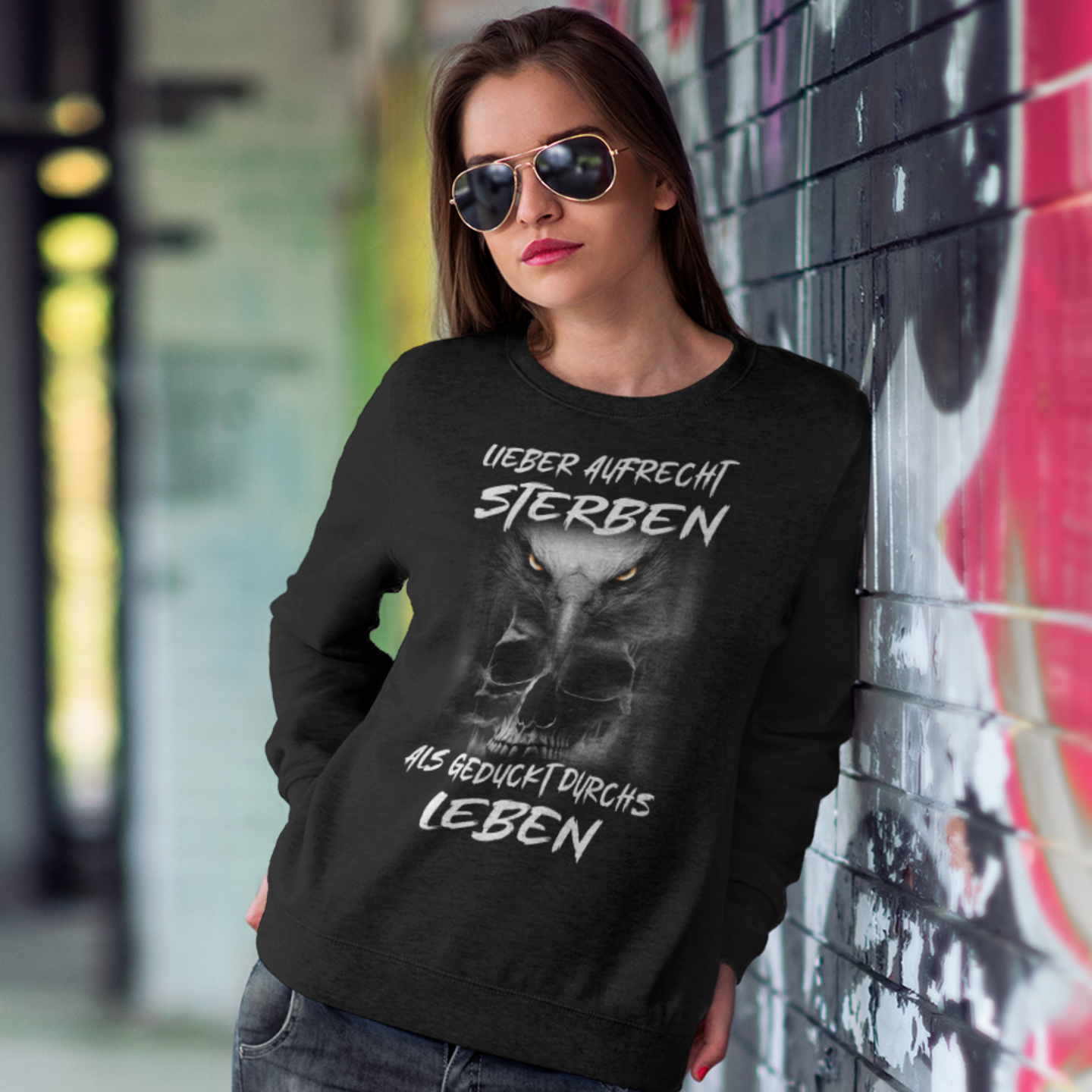 LIEBER AUFRECHT STERBEN ALS GEDUCKT DURCHS LEBEN -Premium Sweatshirt Unisex